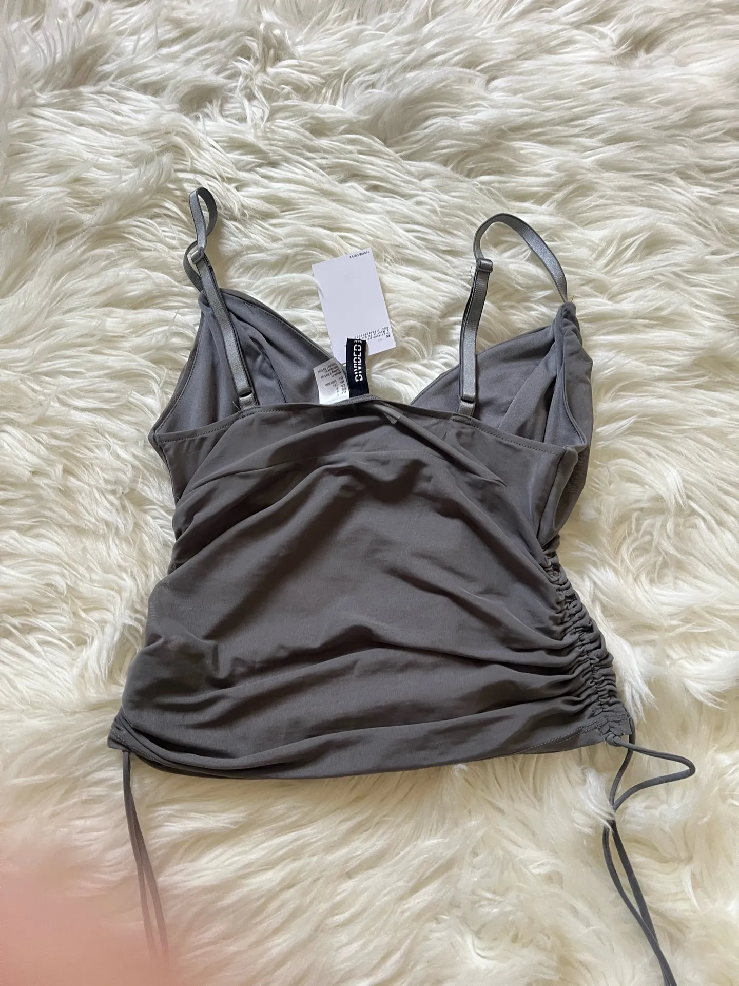 H&M Gray Ruched Spaghetti Strap Top - Image 6
