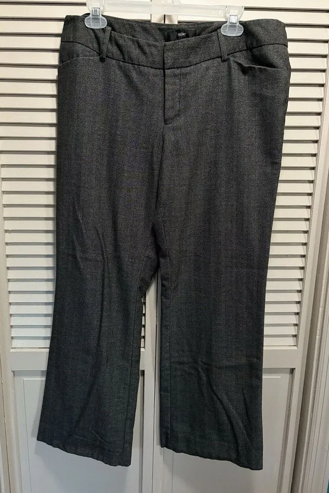 Mossimo Dark Gray Flat Front Dress Pants Size 12 Mid Rise Pocket Zip/Slide Clip - Image 1
