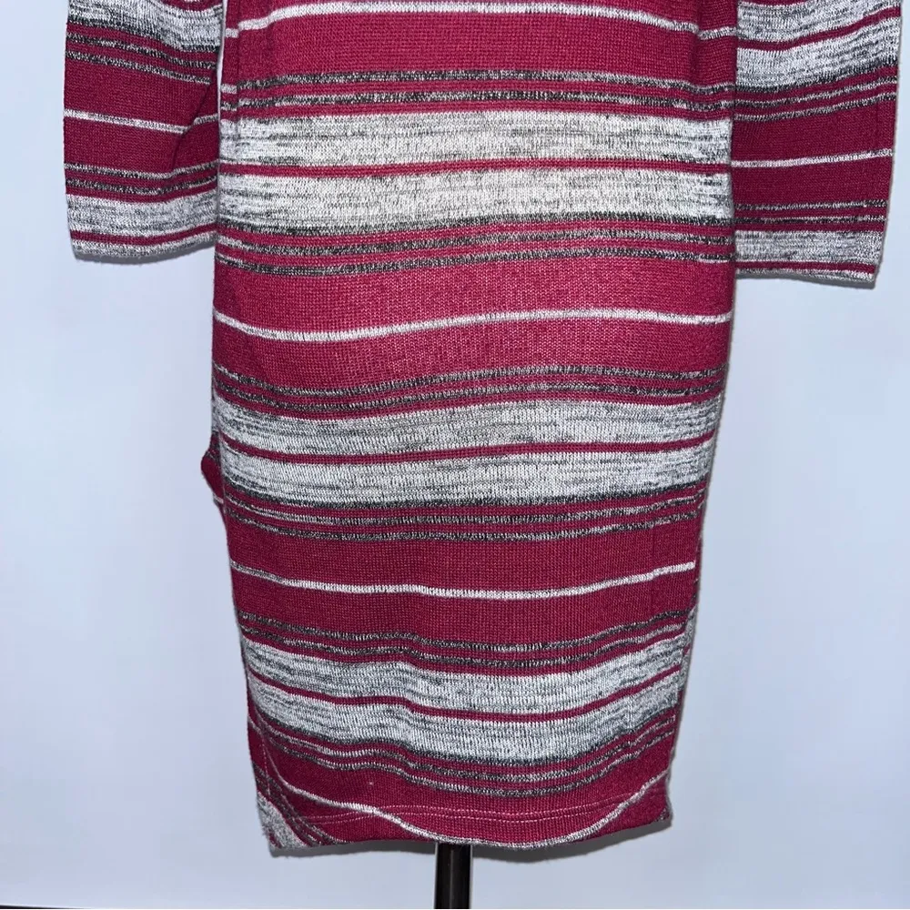 ABSOLUTELY FAMOUS Red Gray Striped Shark Bite Asymmetrical Tunic Small - Image 10