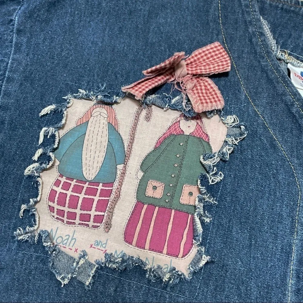 Custom OOAK vintage 90s denim Noah’s ark button down Pink Size undefined - Image 2