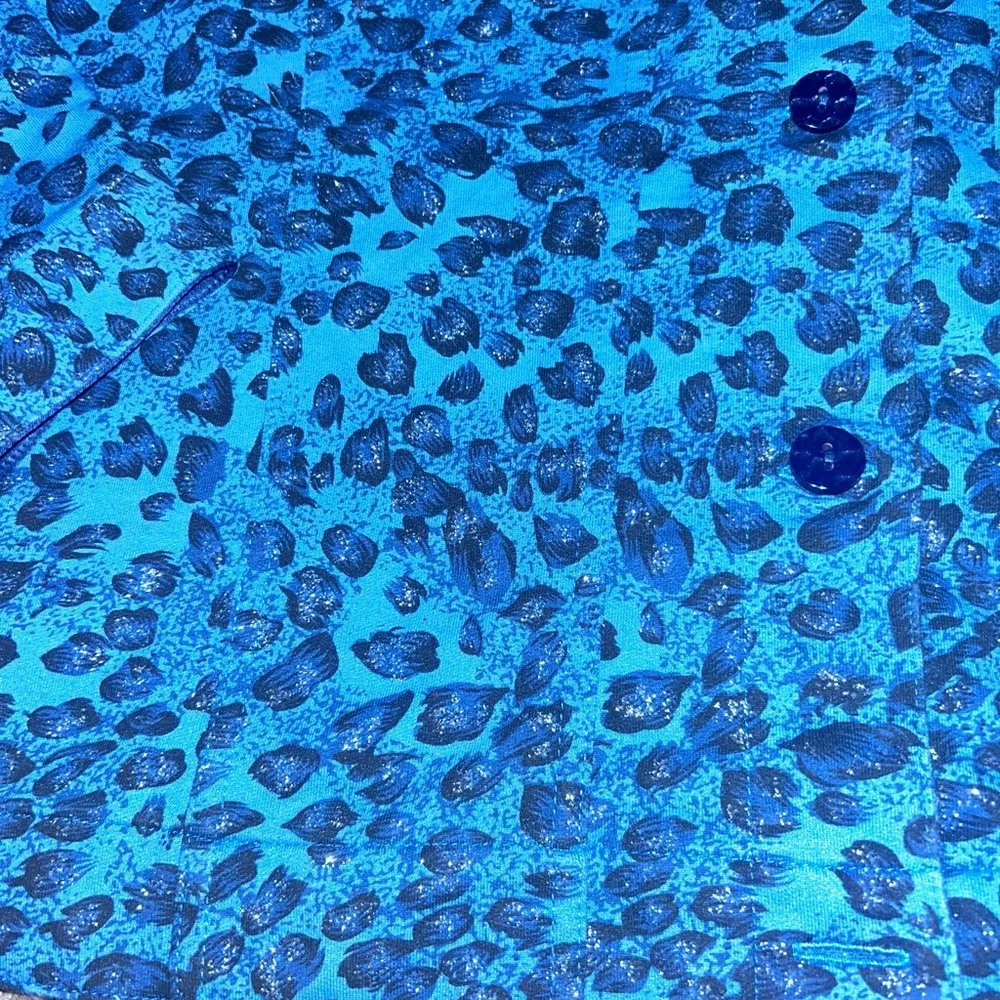 Draper’s & Damon’s Teal Blue Animal Print Long Sleeve Jacket / Blazer Sz Small - Image 2