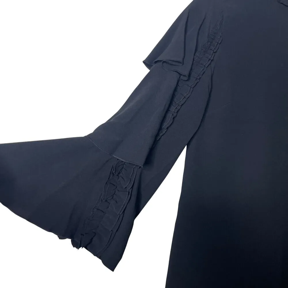 Alexis Black Marianne Tiered Bell-Sleeve Crepe Mini Dress Ruffled Trim Medium M - Image 6