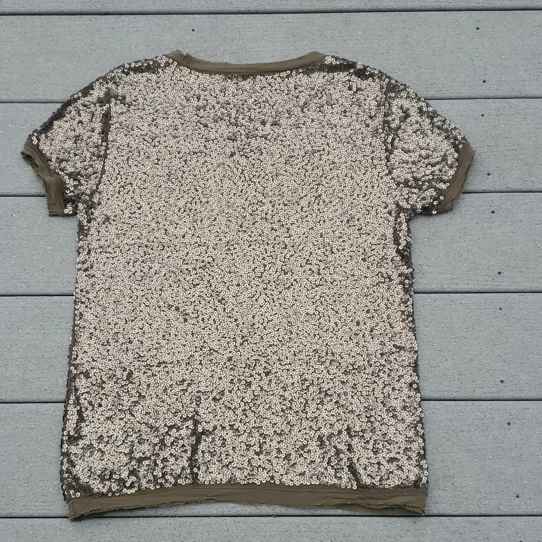 J. Crew Short Sleeve Sequin Top With Silk Trim - Image 12