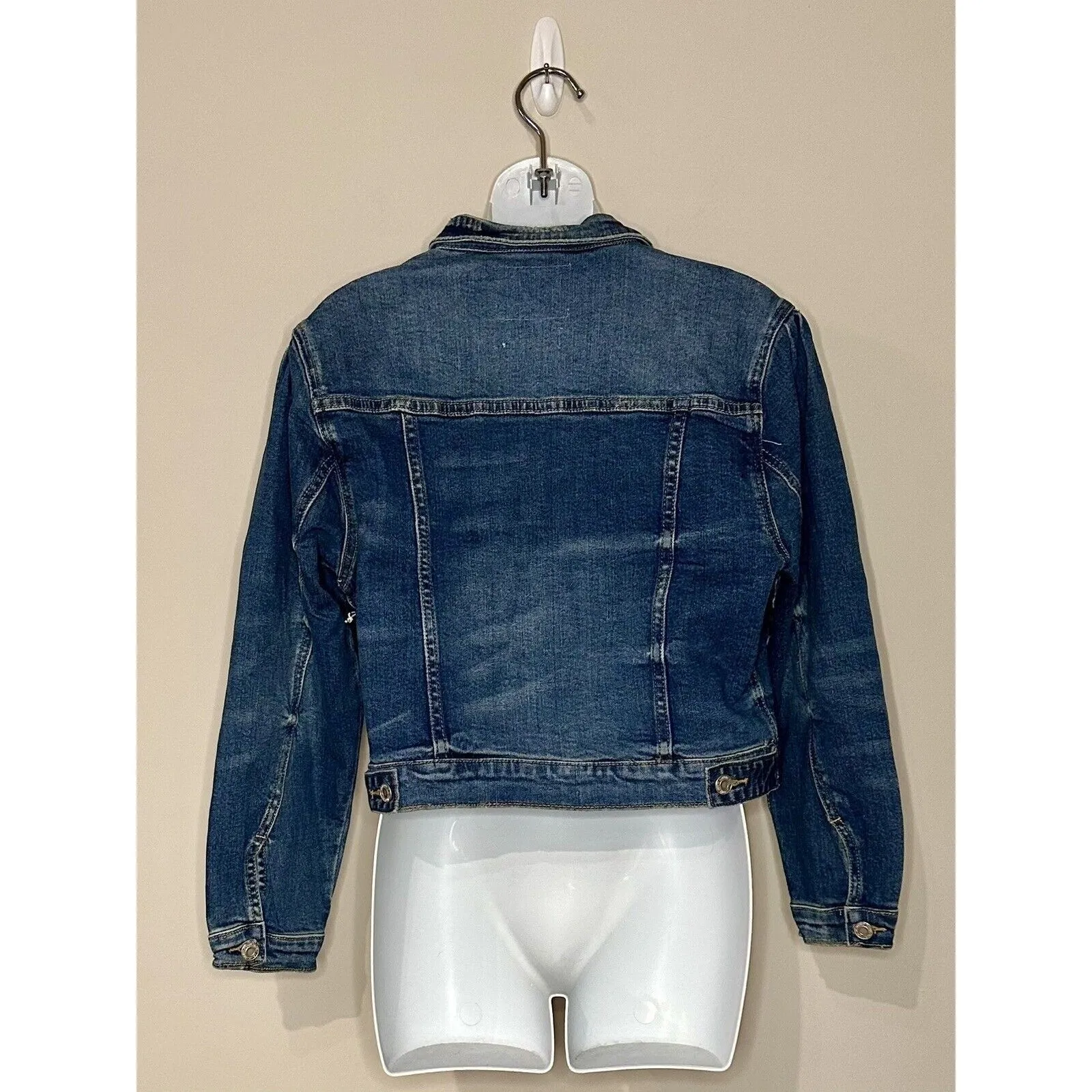 Vervet Los Angeles Puff Sleeve Trucker Button Up Jean Jacket Size XS NWT!!! Blue - Image 3