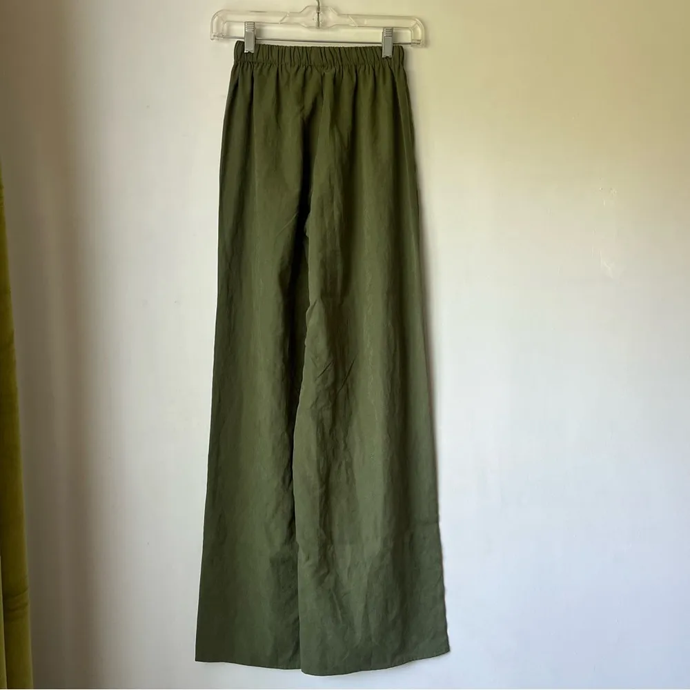 Paigey Green Drawstring Relaxed Fit Wide Leg Pants 2 - Image 8