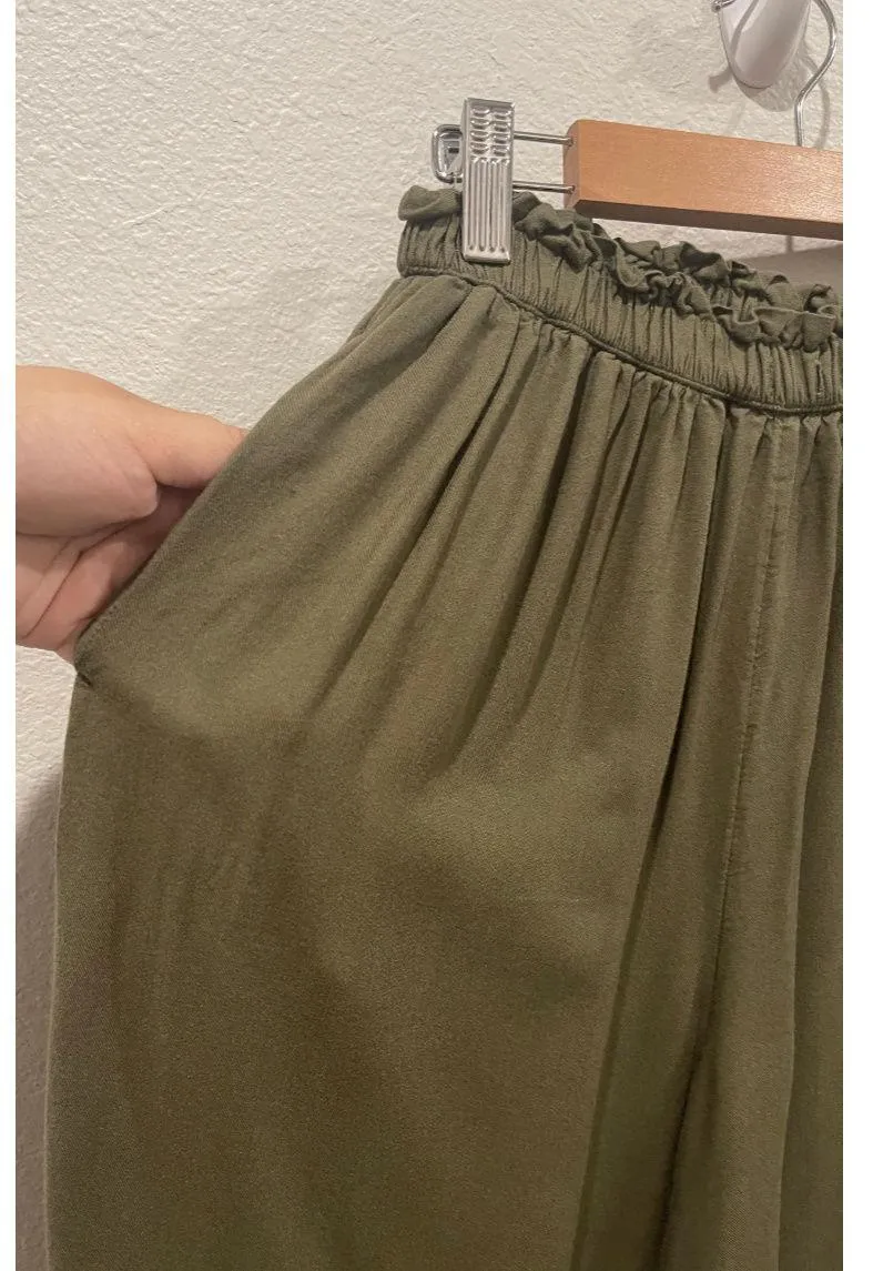 AMERICAN EAGLE Wide Leg Olive Green Pants - Image 3