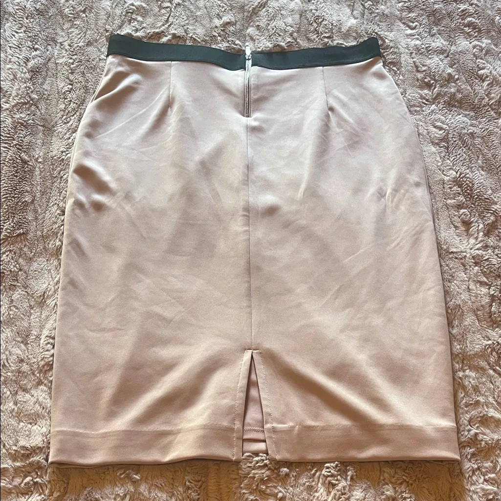 Elegant champagne pink Skirt with Black Waistband Tan Size L - Image 3