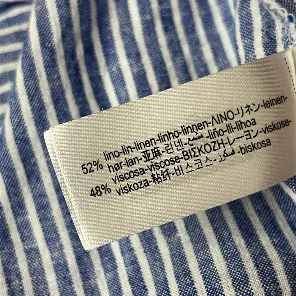 ZARA Striped Linen Button Up Shirt Women’s S Nautical Preppy Coastal Old Money - Image 8