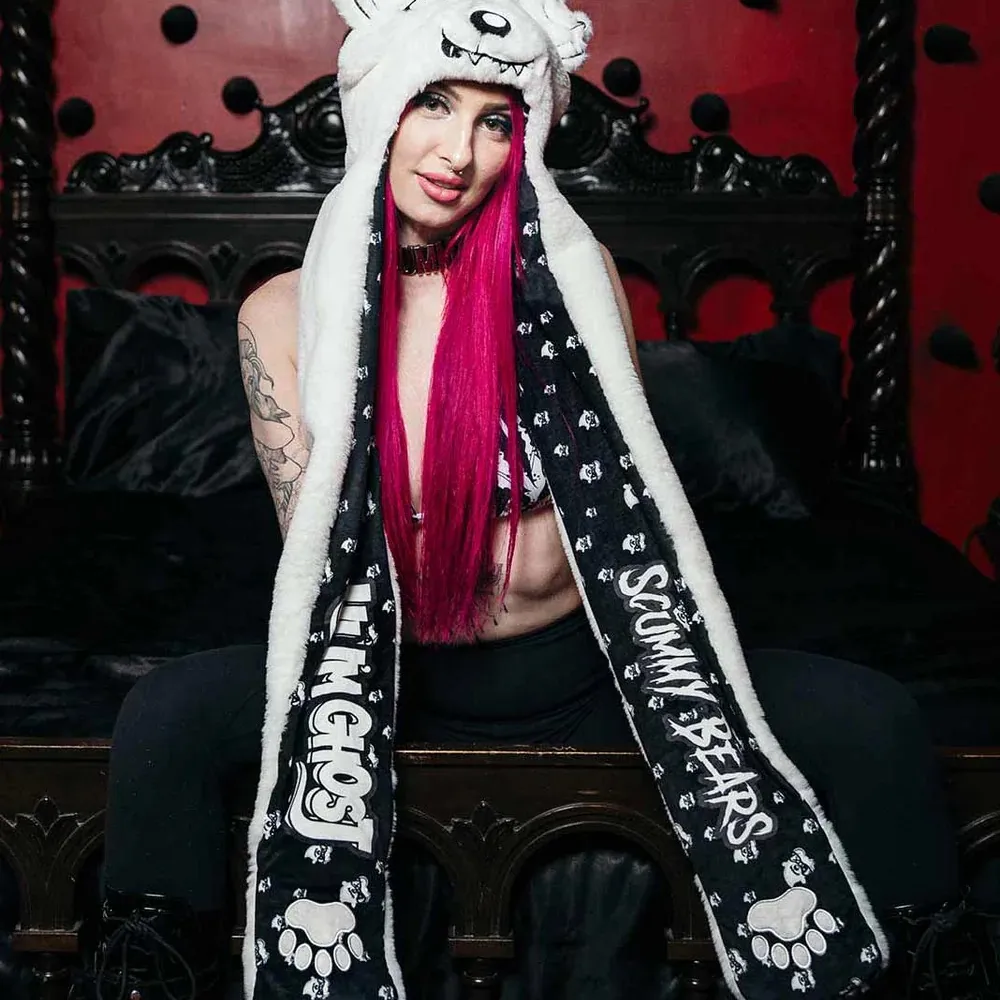 HI I'M GHOST SCUMMY BEAR FUZZY HOOD White - Image 8
