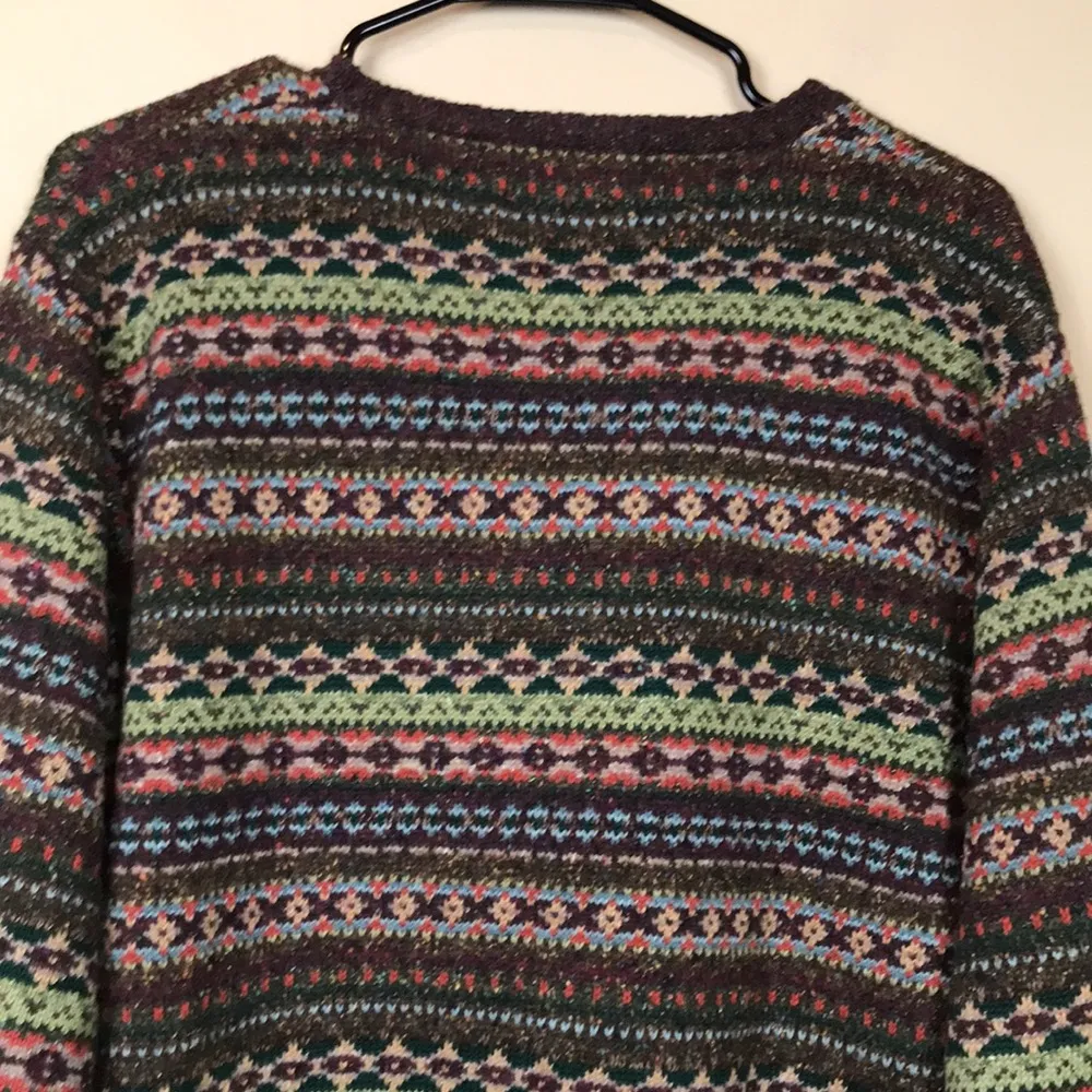 VTG Portraits by Northern Isles Women’s Hand Embroidered Lambswool Silk Sweater Green Size M - Image 6