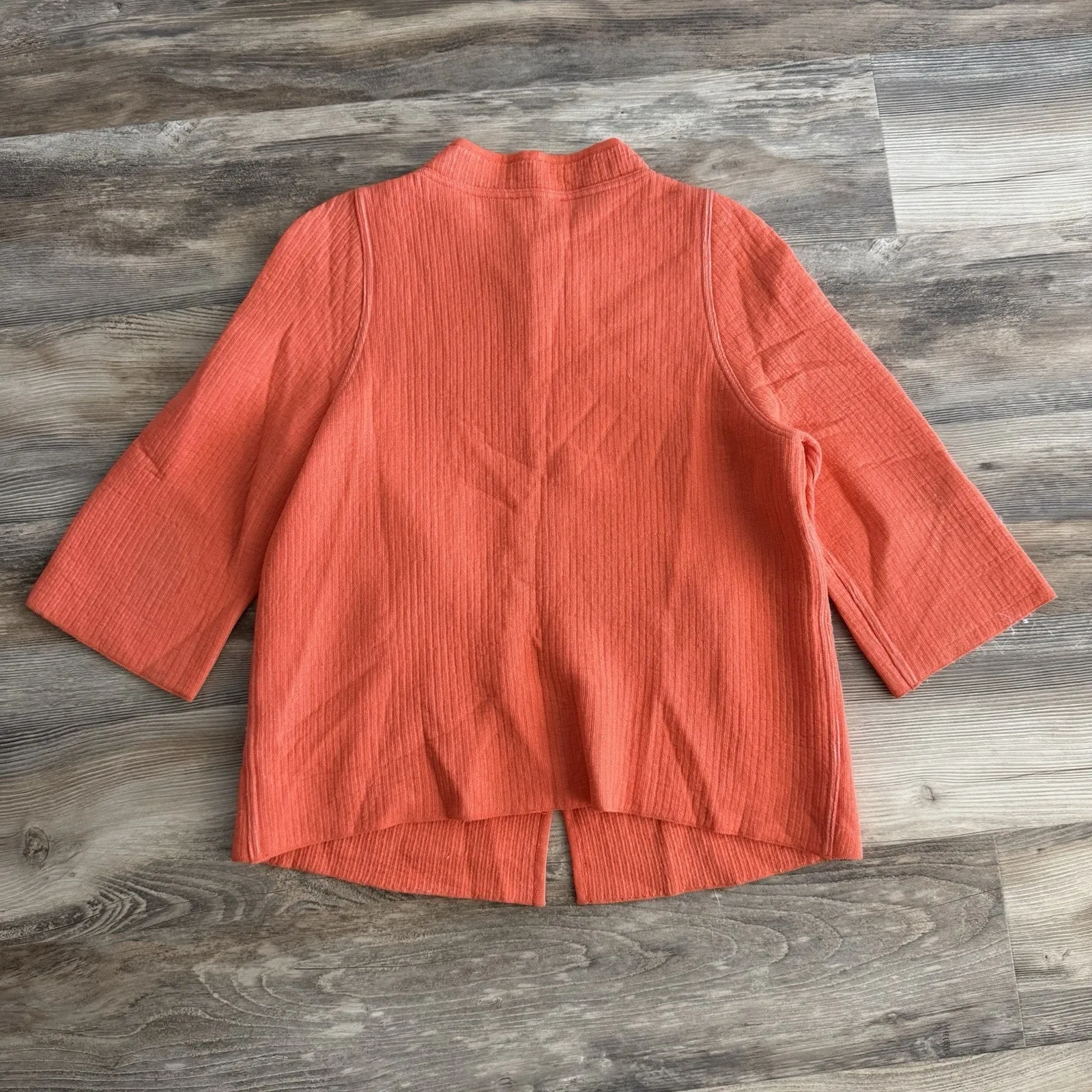 Stizzoli Orange Textured Zip Jacket Made in Italy Women’s Size 48 Knit Sleeve - Image 4