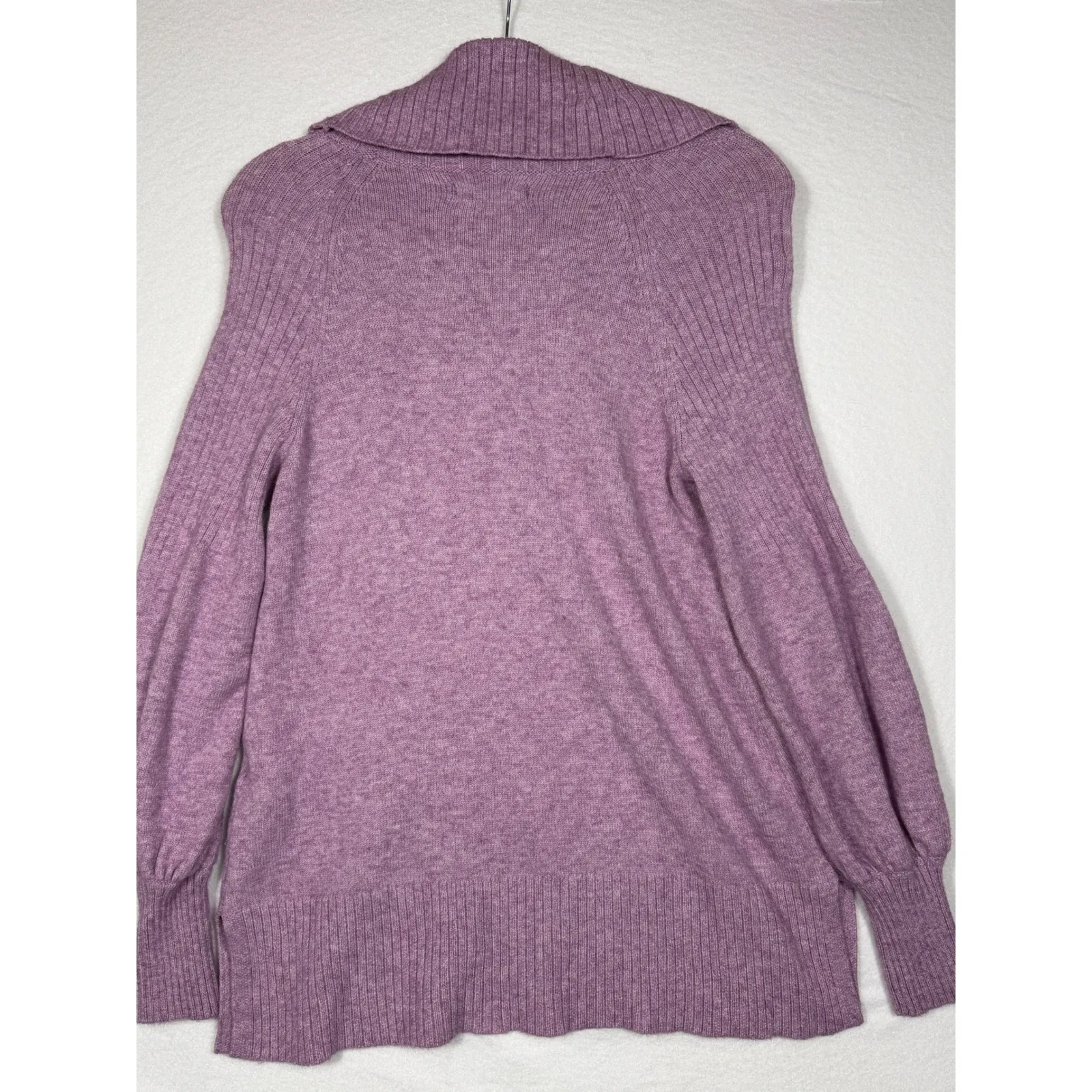 By Anthropologie Lavender Cowl Neck Ribbed Sleeve Sweater XS - Image 7