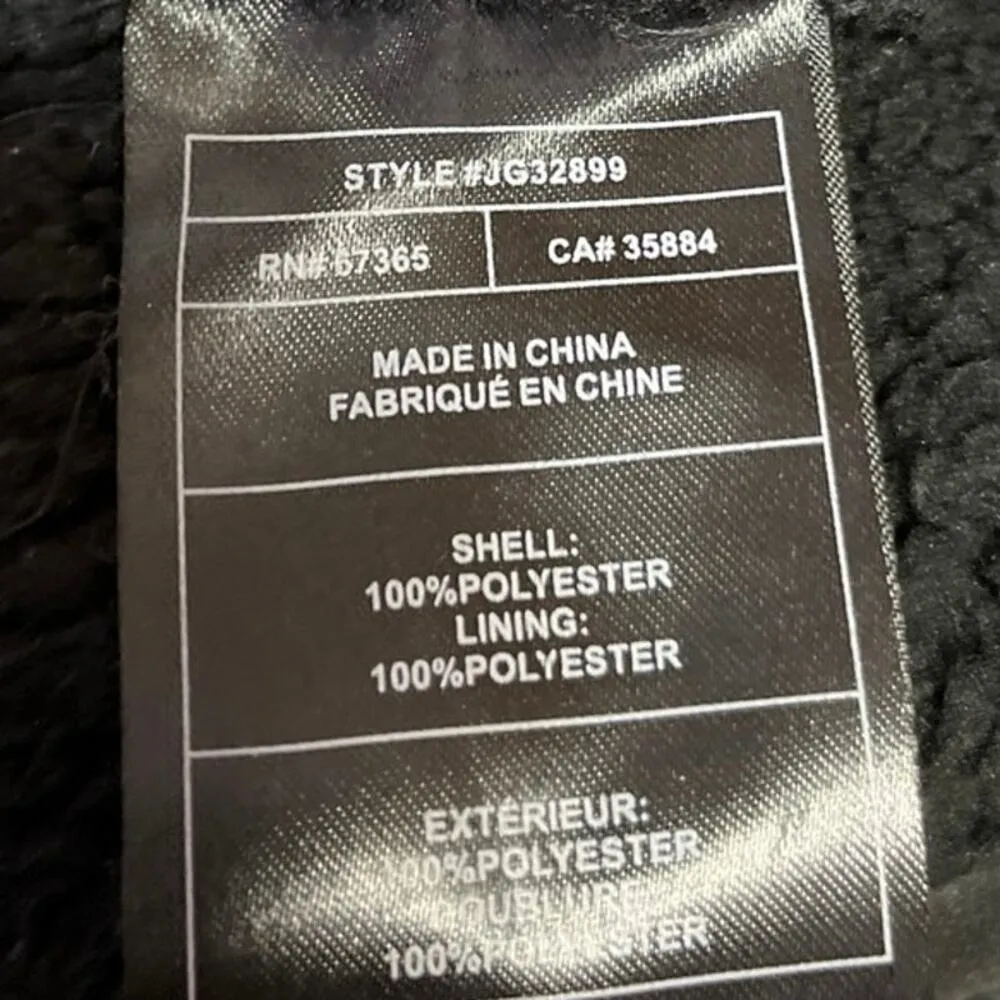 Jack BB Dakota Black Faux Leather Vegan Sherpa Fleece Zip Up Moto Biker Jacket S - Image 5