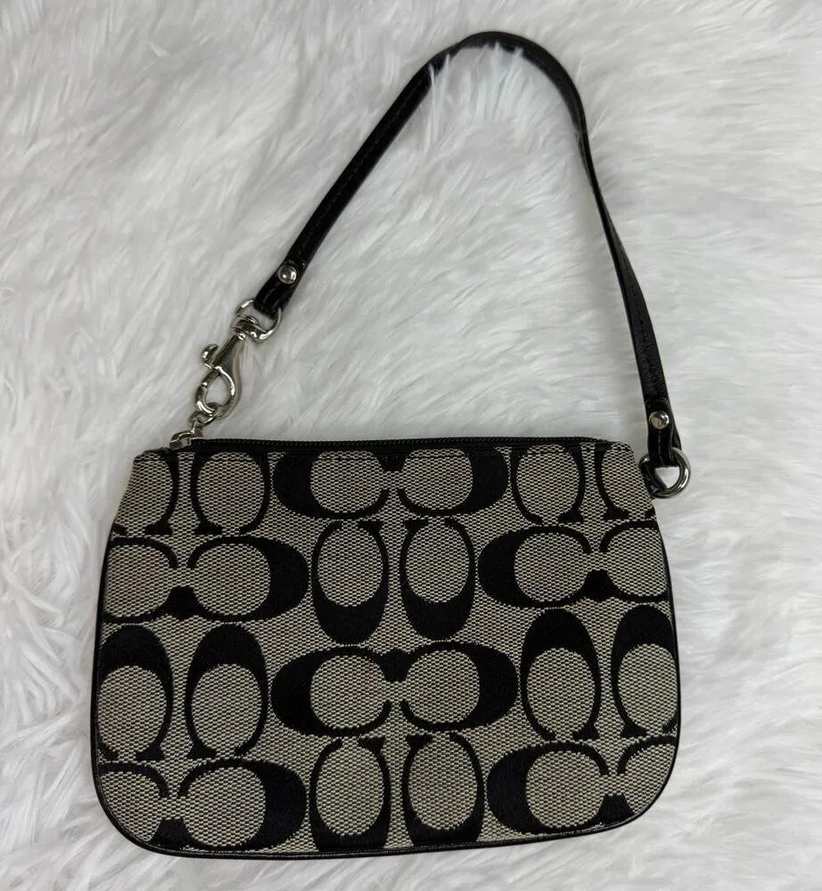 COACH Black Gray Signature Canvas Wristlet - Image 2
