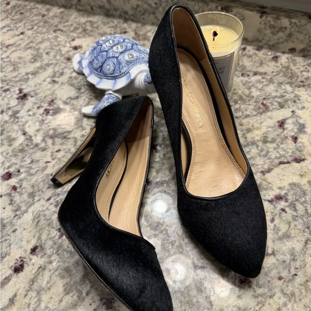 Rebecca Minkoff Pony Hair Black Pointed Toe Heels Sandals - Image 7