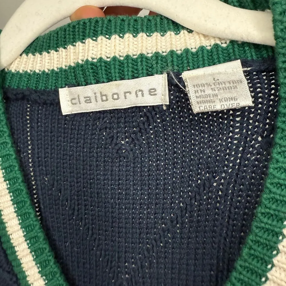 L Vintage Claiborne Sweater Vest Blue Size L - Image 3
