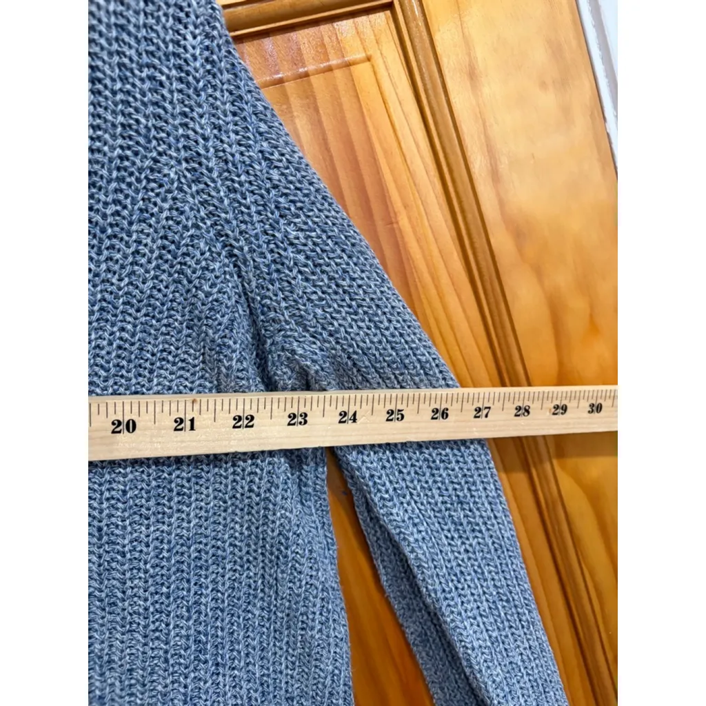Theory Laora Linen Cotton Knit Sweater Gray Blue Size L Relaxed Rib Pullover - Image 7