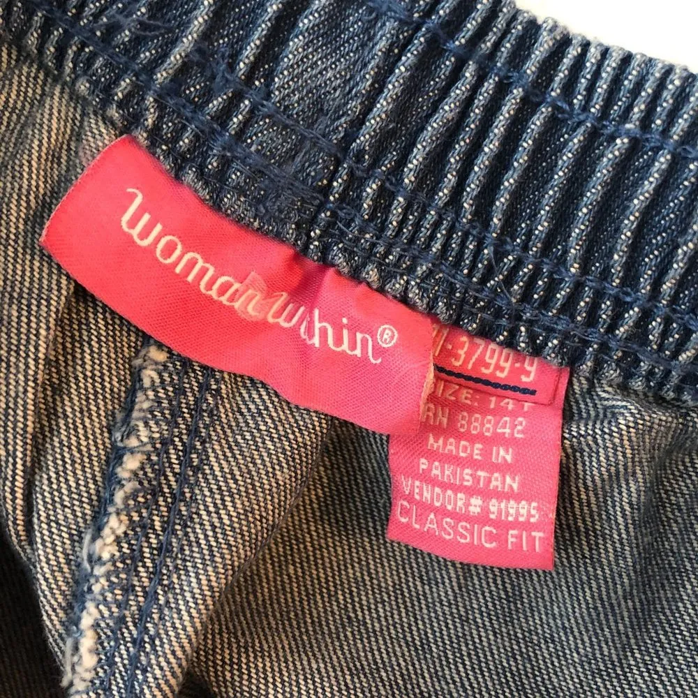 Woman Within Jeans Elastic Waist Pull On Classic Fit 100% Cotton Blue 14T - Image 3