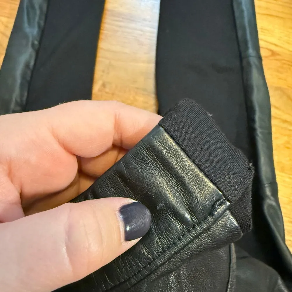 As by DF Womens XS Black Kiki Leather Leggings Fabric Leather Mix Stretch Biker - Image 8