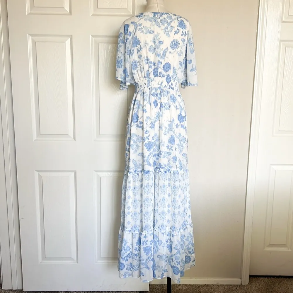 House of Harlow 1960 Floral Metallic Tiered Maxi Dress - Image 8