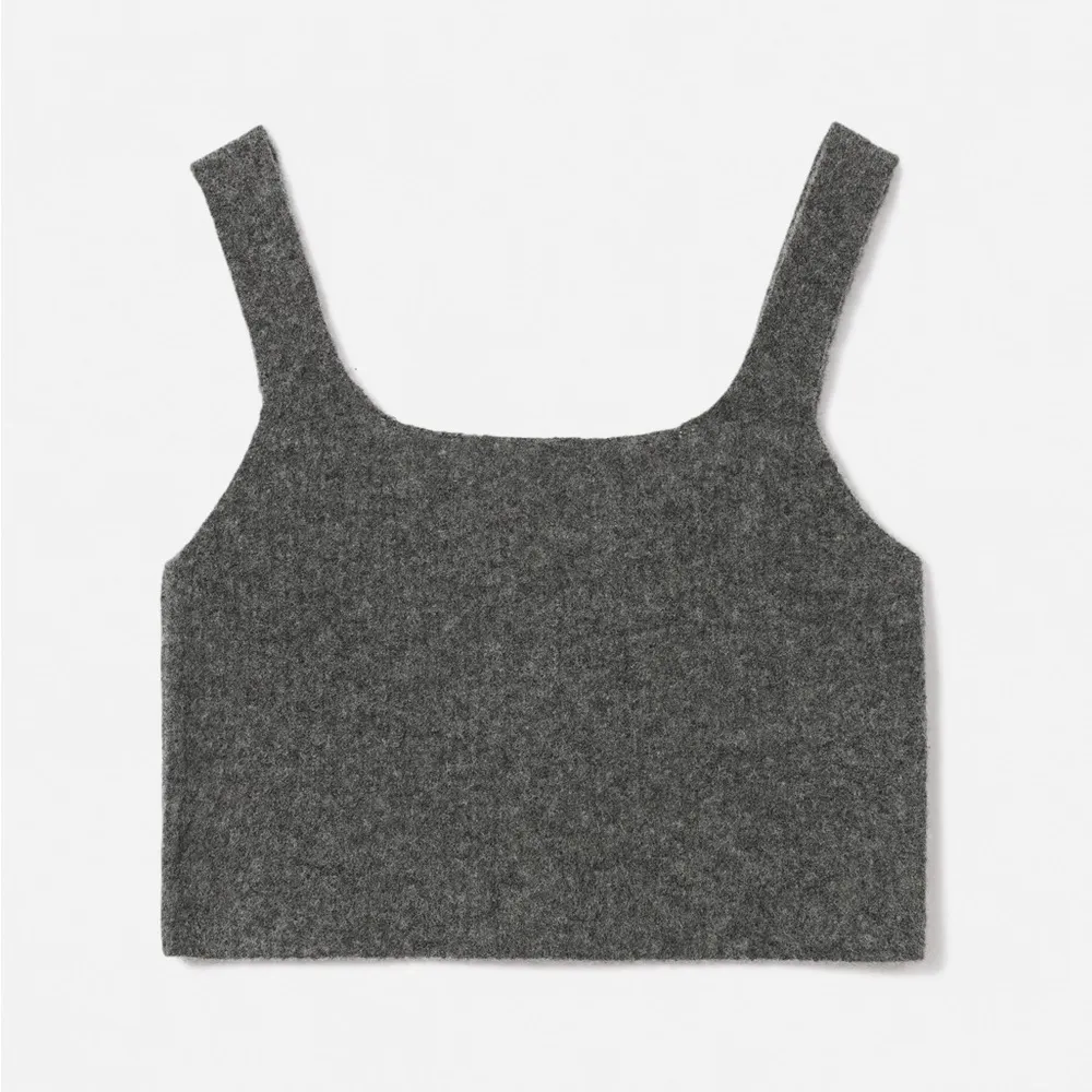 Everlane Cozy Stretch Crop Tank Top Ribbed Wool/Yak/Nylon Dark Grey S NWT - Image 6