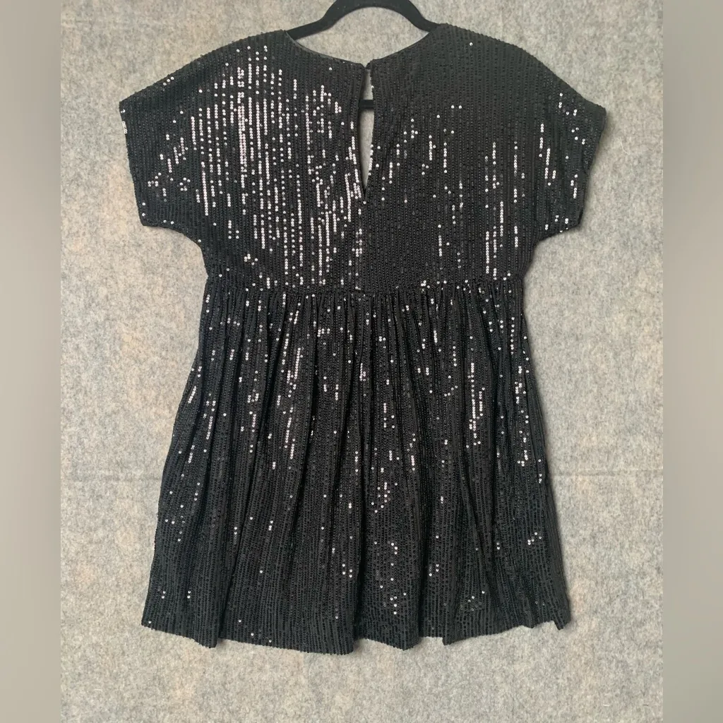 Mustard Seed Women Size Small Black Sequins short sleeve mini dress under shorts - Image 7