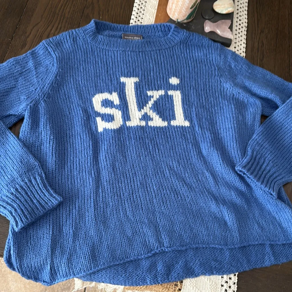 NWT WOODEN SHIPS ski ⛷️ crew aviator blue Sweater not included in promotions - Image 5