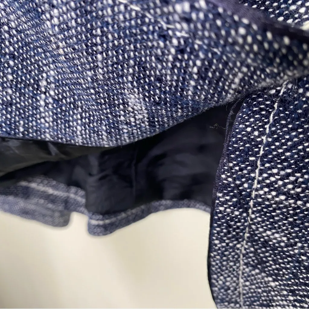 Ann Taylor Tweed Heathered Blazer in Navy Blue and White Cotton Blend Sz 4 - Image 9