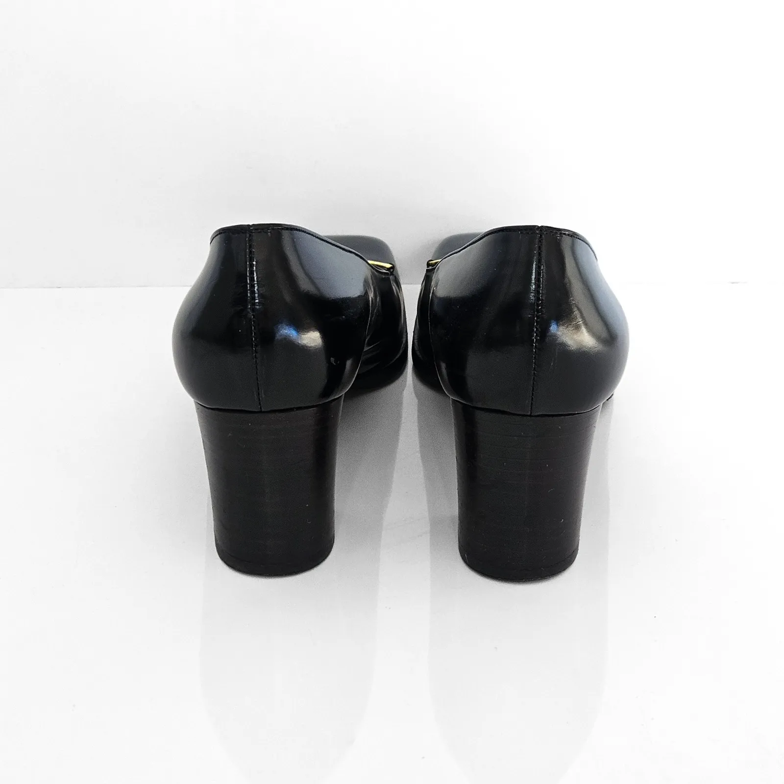 Vintage GUCCI Casia Leather Block Heel Pump - Black 37.5 C - Image 5