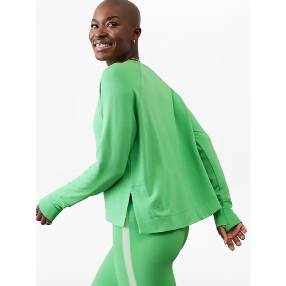 Athleta S Coaster Luxe Recover High Hip Sweatshirt Valley Green Small - Image 4