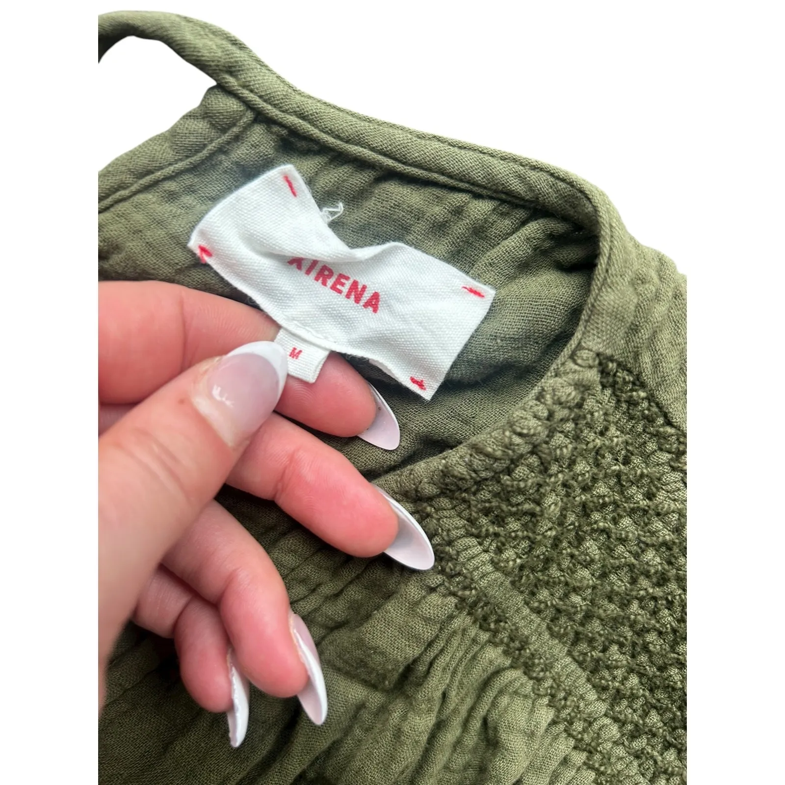 Xirena Jumpsuit Nell Cotton Gauze in Basil Green Wide Leg V Neck Medium - Image 6