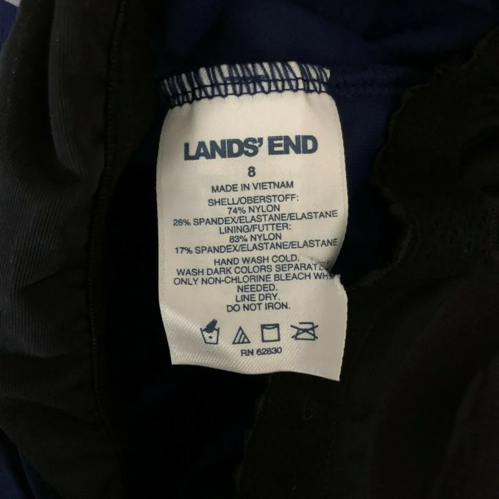 Lands End Tankini Top Pleated Draped Molded Cups Adjustable Straps Navy Blue 8 - Image 3