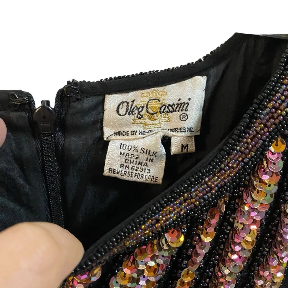 Vintage Oleg Cassini SILK Pink Sequin Top Size M Old Money Quite Luxury AB Size M - Image 4