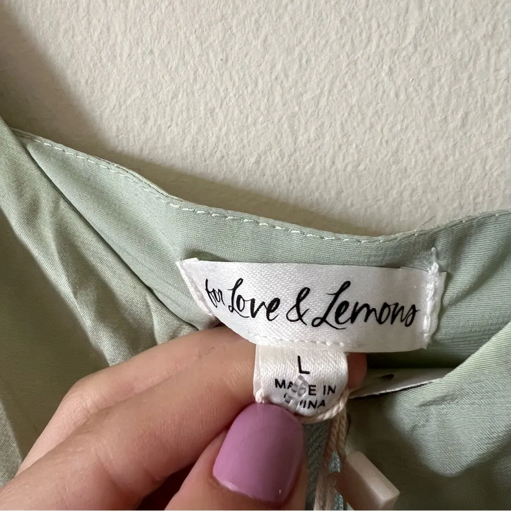 For love and lemons midi green lace dress flint zip size L viscose - Image 5