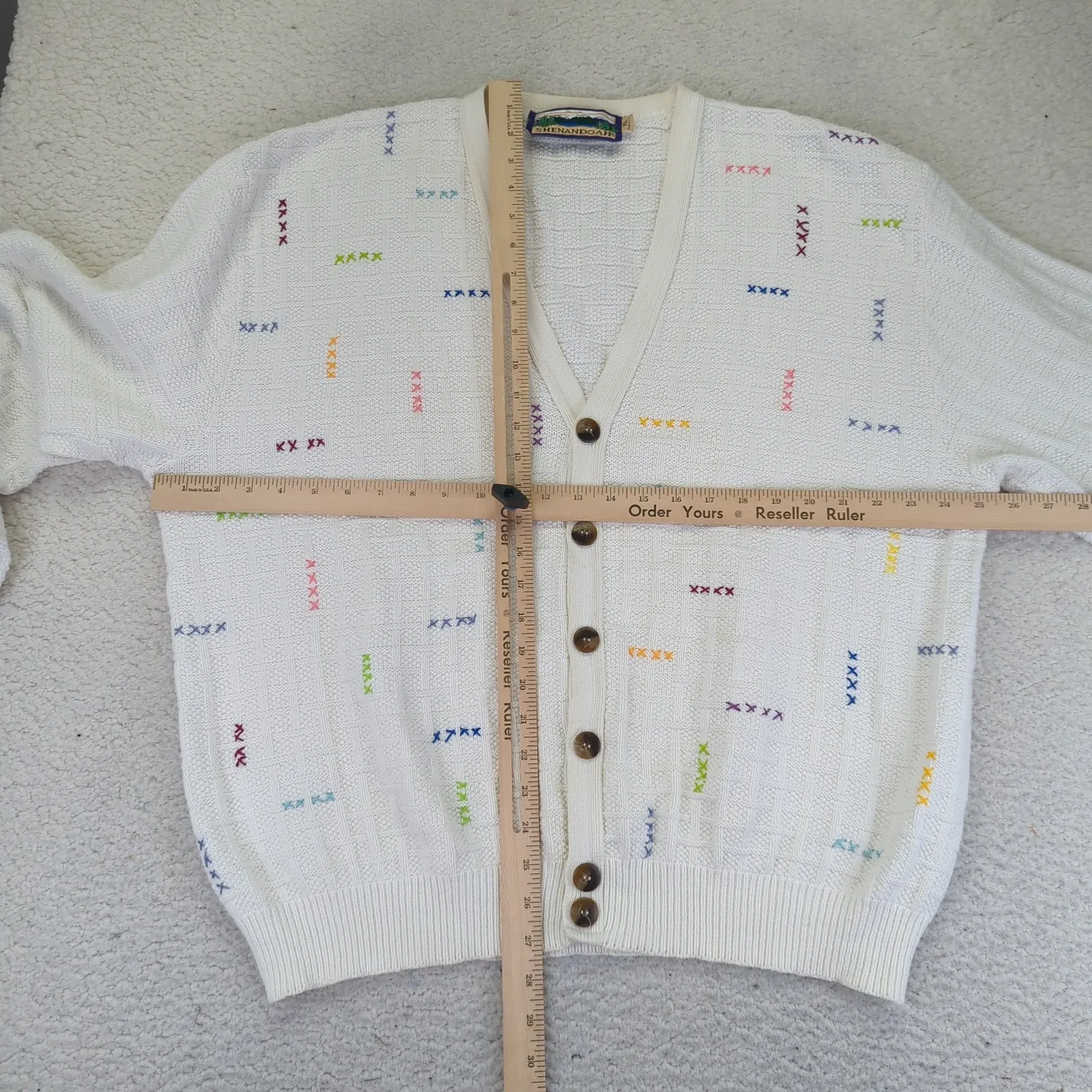 Shenandoah Cardigan Sweater Womens XL Knit Button Up Colorful‎ Stitch Vintage - Image 9