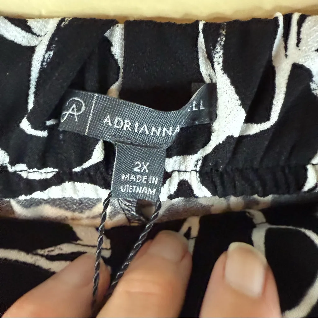 NWT Adrianna Papell 2X‎ Crepe High-Rise Wide Leg Crop Pant Black White Career - Image 7