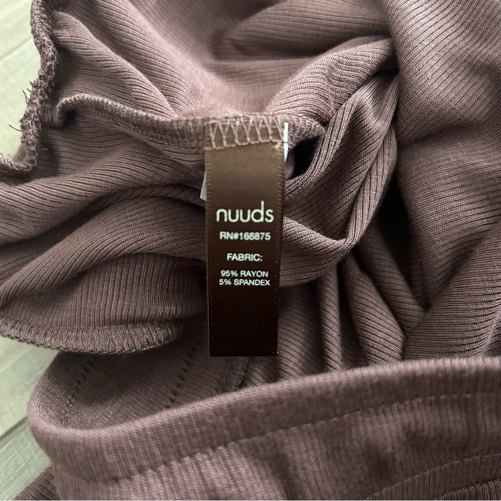 NUUDS Ribbed High Rise Wide Leg Ribbed Pajama Lounge Pants Chocolate Brown XXL - Image 7