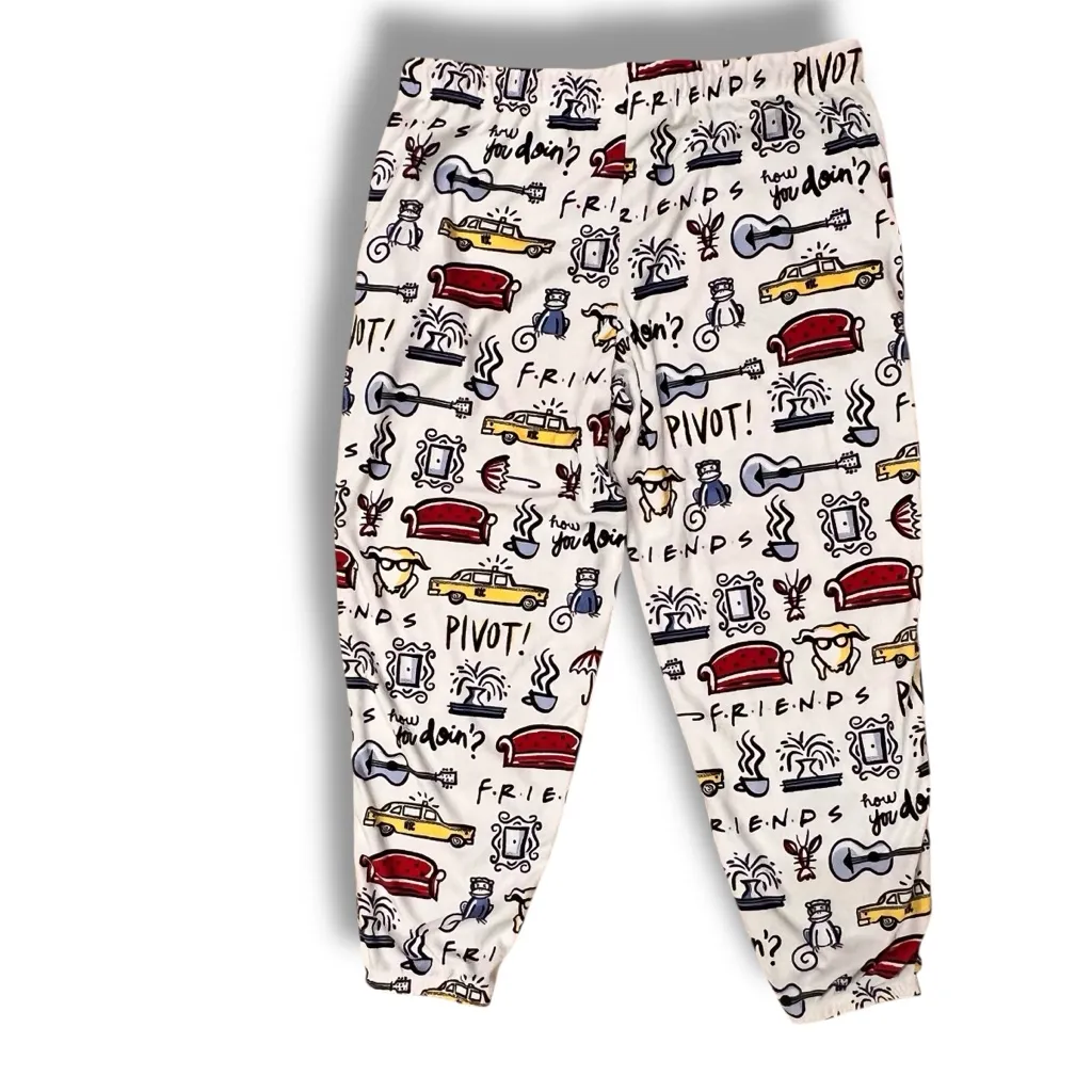 "Friends" Show Theme Couch Cab Flannel Jogger Sweatpants Sleepwear Sz L 12 - Image 2