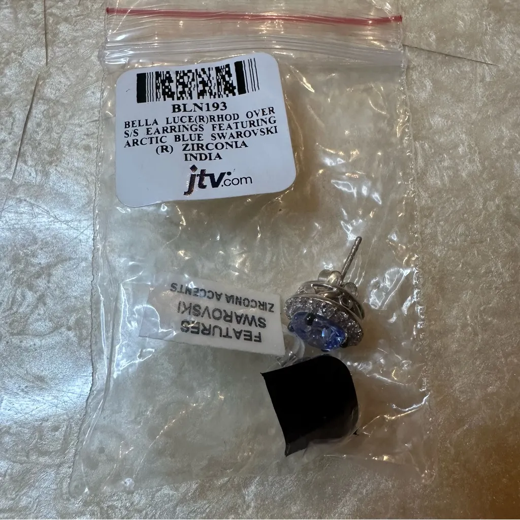 NWT Jtv Rhodium Over Sterling Silver Artic Blue Swarovski Zirconia Earrings - Image 2