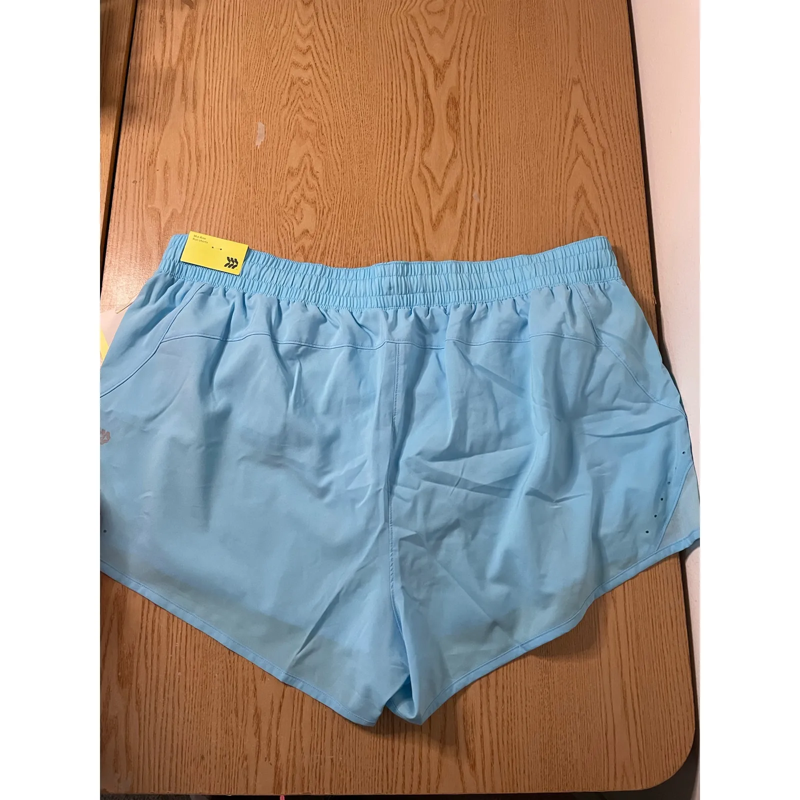 New Women’s All in Motion Athletic Shorts Inner Brief Zippered Pocket Blue XXL - Image 3