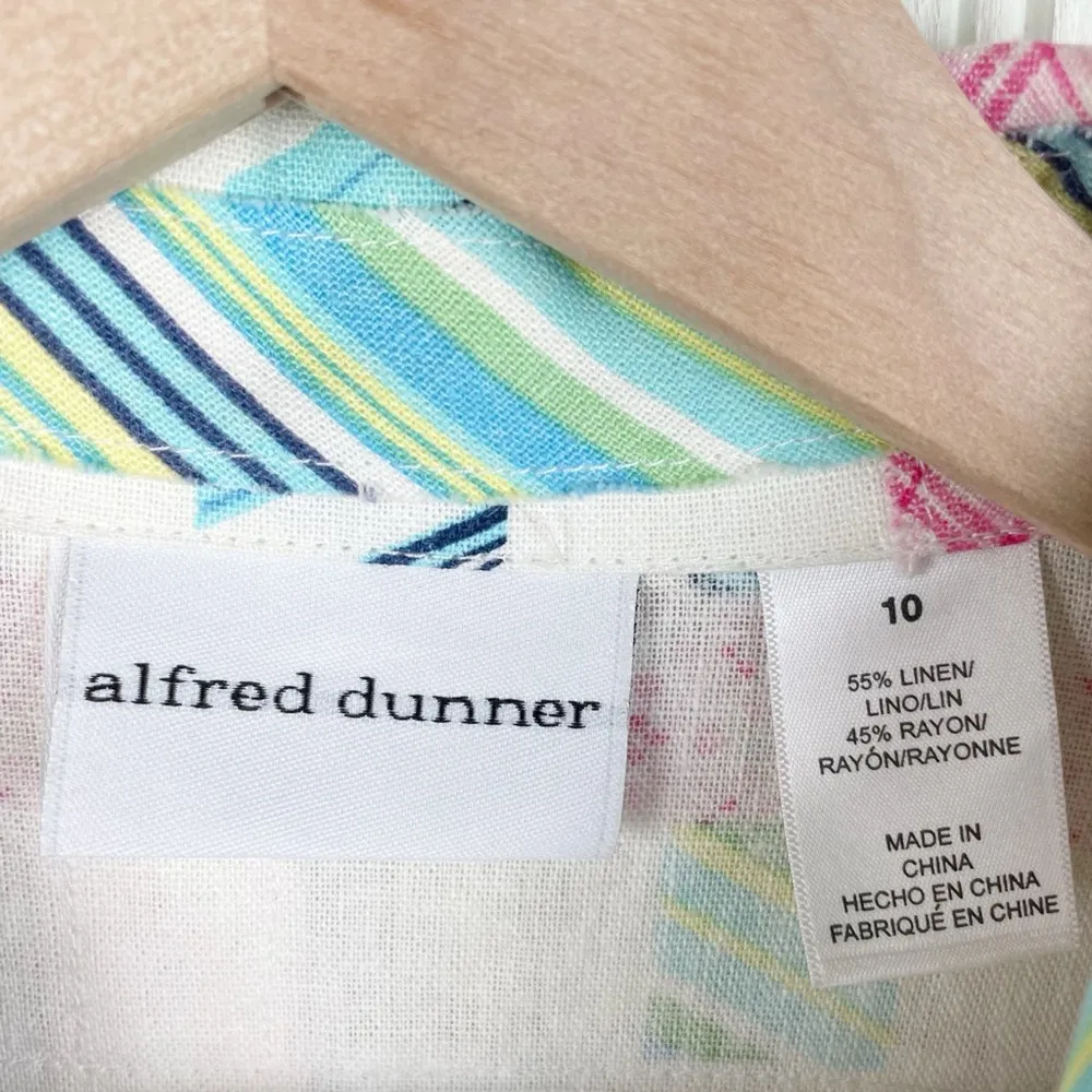 Alfred Dunner Linen Mixed Print Plaid Patchwork Jacket Shacket Size 10 NWT - Image 5