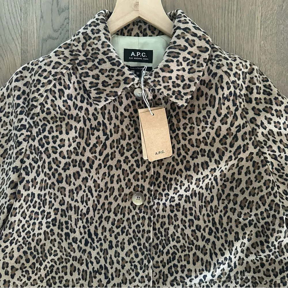 NWT A.P.C. Manteau Alice Leopard Print Wool Blend Trapeze Coat Tan Brown 34 / XS - Image 5
