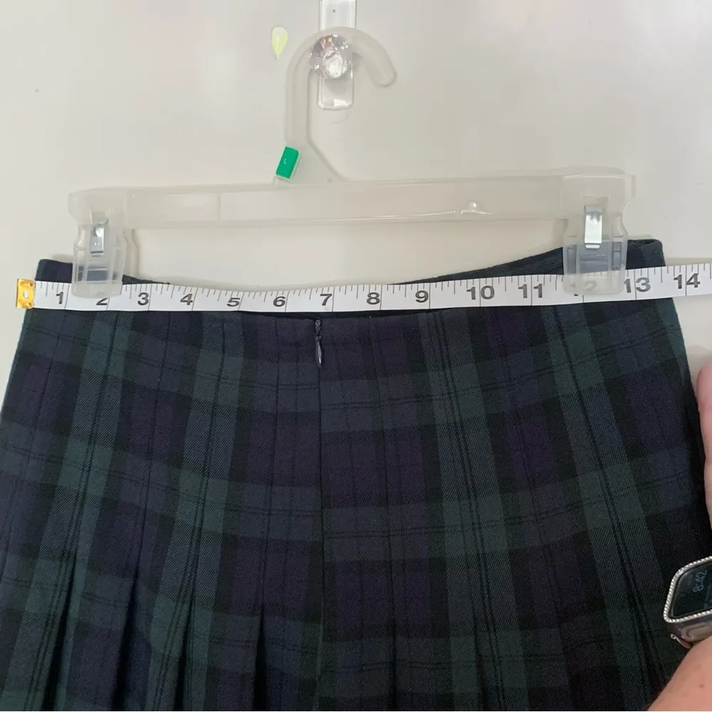 Brandy Melville Dana Pleated Plaid Mini Skirt Navy & Green School Girl Size - Image 9