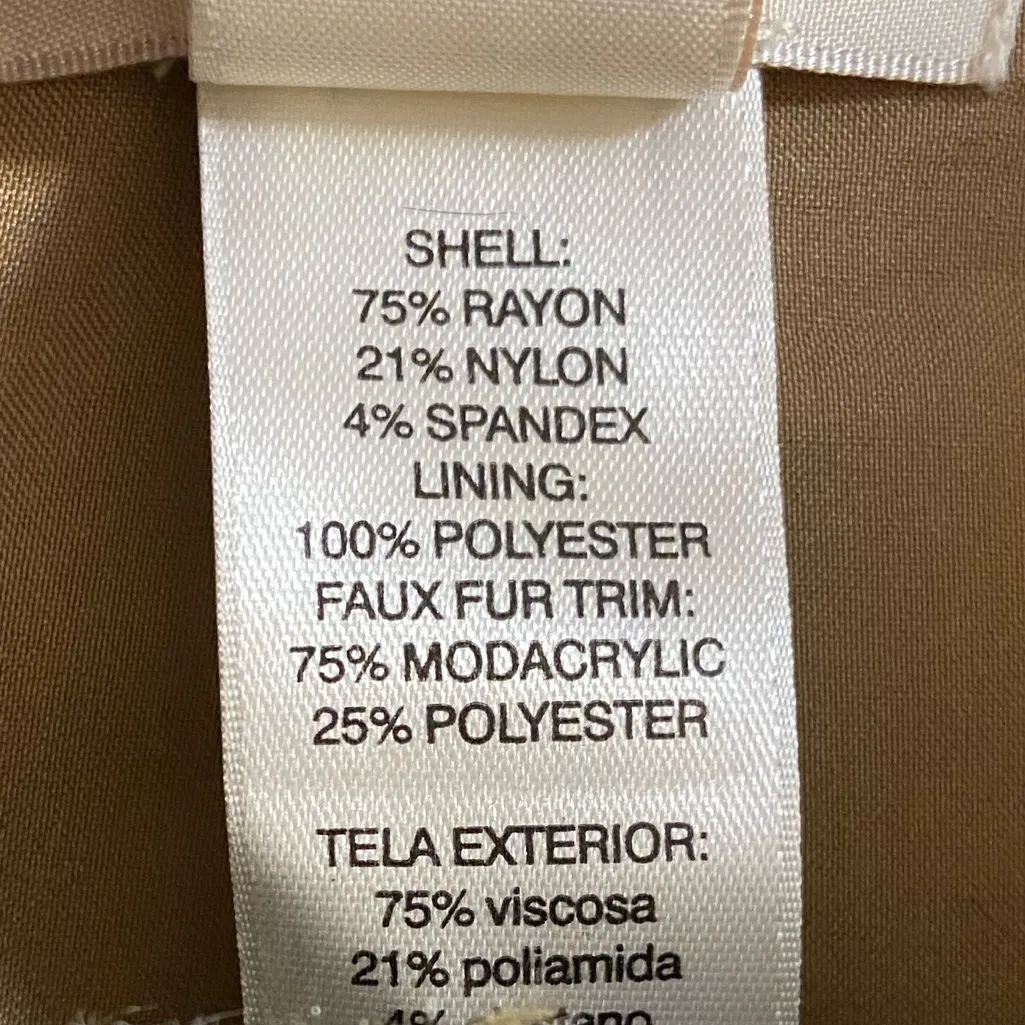 Chico’s jacket button front faux fur collar in camel XL Tan - Image 8