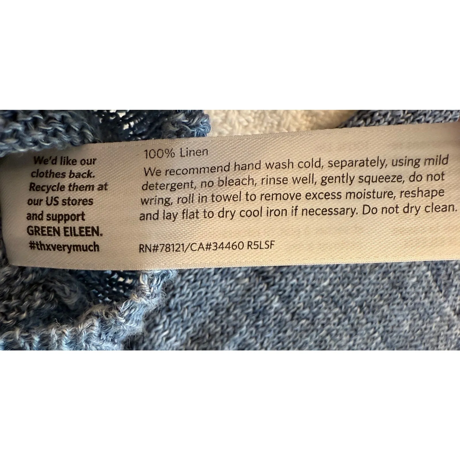 EILEEN‎ FISHER 100% Linen Blue Sweater Minimalist Quiet Luxury Boxy Capsule M - Image 5