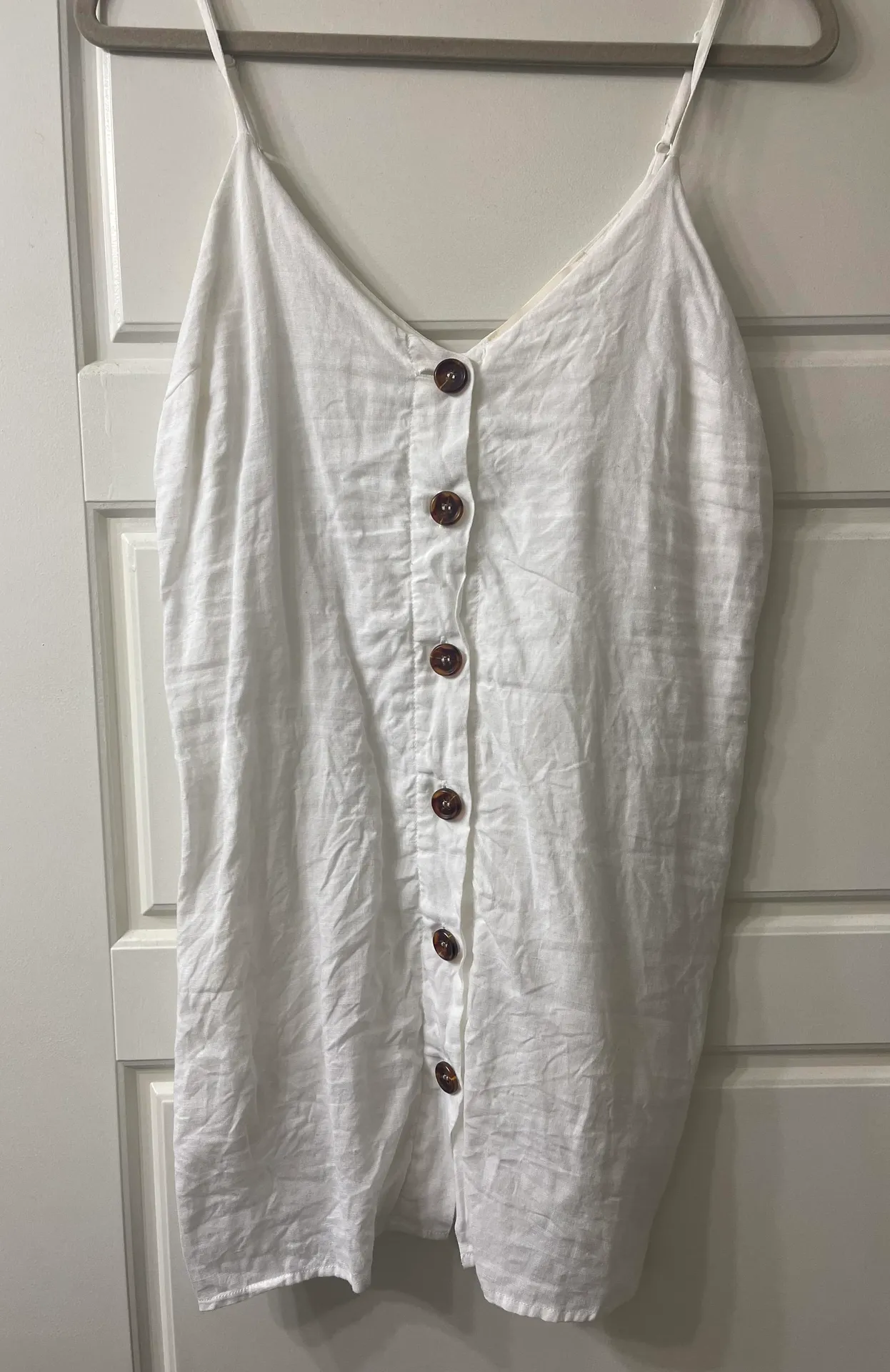 White Linen Button Dress - Image 3