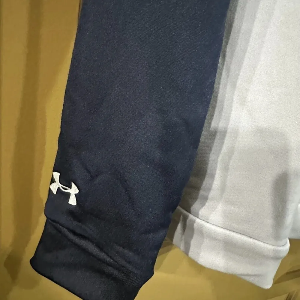 Under Armour Terry Fleece Blocked Hoodie With Hat Navy Blue White Gray Sz XS NWT - Image 4
