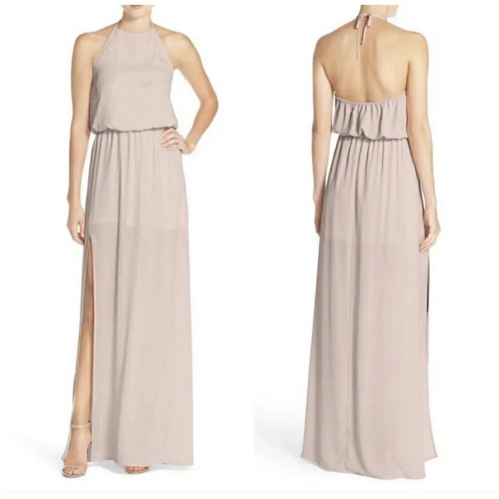 Show ME YOUR MUMU off back HALTER maxi DRESS SMALL BEIGE bridesmaid - Image 2