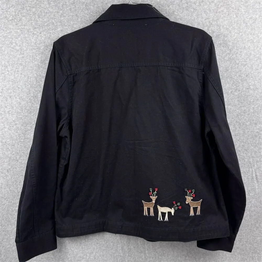 Women's Size Large Christmas Jacket Santa Embroidery - Image 6