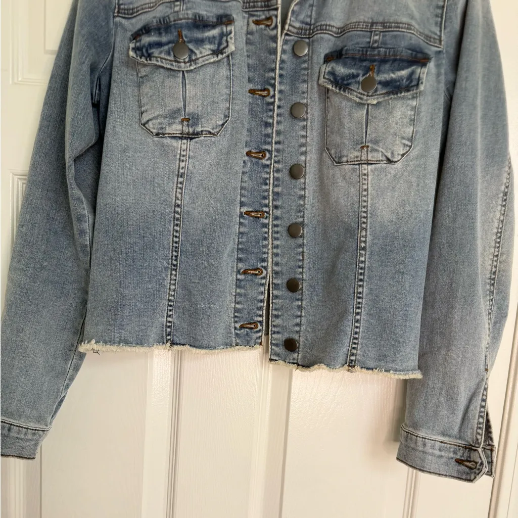 Kut From The Kloth Jill Raw Hem Denim Jean Jacket Large L - Image 6